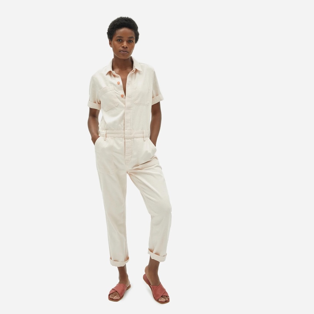 NWT - Everlane Short Sleeve Denim Coverall. Size 4.